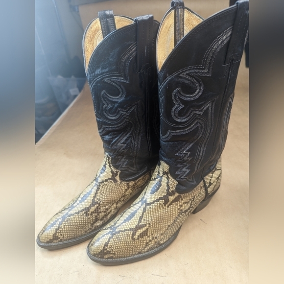 Panhandle Slim Boots men's sz 8D Exotic Genuine Golden Python Snake leather clas - Picture 3 of 13